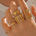 Punk Multipurpose Open Devil Eye Crystal Stacking 18K Gold Plated Stainless Steel Women Fashion Jewelry Rings Wholesale Party