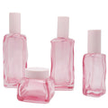 Luxury 100ml Pink Glass Bottle with Pump Empty Set for Face Cream Skin Care Cream Facial Cleanser and Skin Care Serum