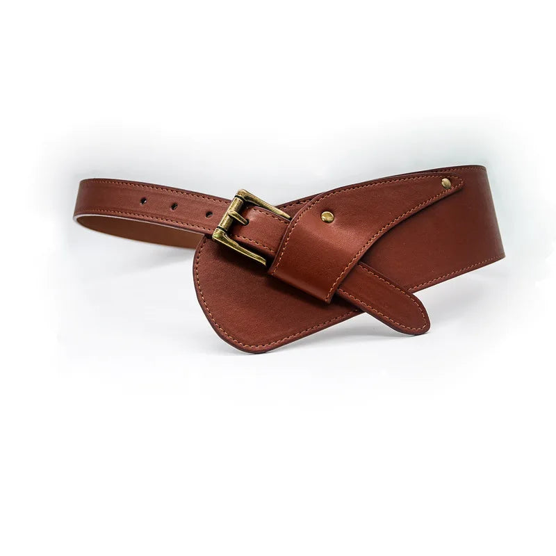 Women's Fashion Vintage Wide Waist Belt Elastic Stretch Cinch Belts With Interlock Buckle