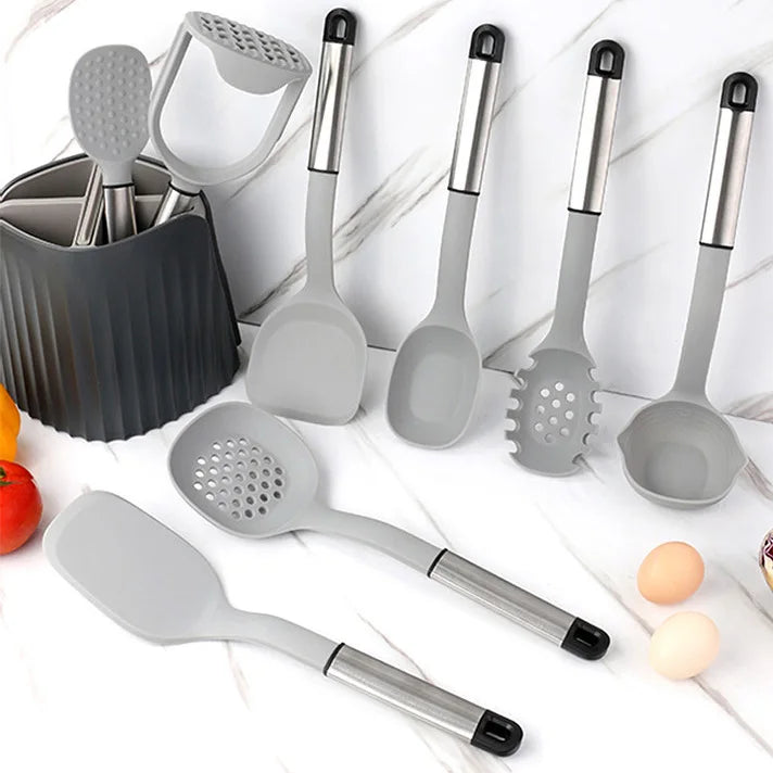 8-Piece Household Stainless Steel Handle Silicone Kitchenware Set Cooking Tool Spatula Spatula Spatula Kitchen Utensils
