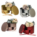 High-grade Metal Paper Double-layer Round Box Wedding  Flower Gift Box Party Flower Box  With Ribbon
