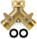 Dropshipping Garden Hose Splitter 2 Way Heavy Duty Brass Connector Tap Splitter Y Splitter 2 Valves With 2 Extra Rubber Washers