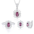 YBO Women's Engagement Gift Jewelry Sets 925 Sterling Silver Natural Gemstone Earrings Rings Necklaces Kit Pyrope