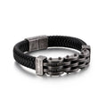 KALEN Bracciale Da Uomo in Pelle Nera Con Cinturino in Pelle Intrecciata in Vera Pelle Larga Con Chiusura Magnetic