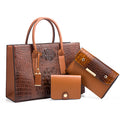 2025 Hot Sale Customized LOGO alligator PU Leather Ladies Handbags Shoulder Women Hand Bag Luxury PU Tote Bag Set