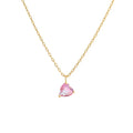 Dainty Girls Fashion Jewelry Brass 18K Gold Plated Pink Zirconia Rhinestone Heart Pendant Diamond Necklace