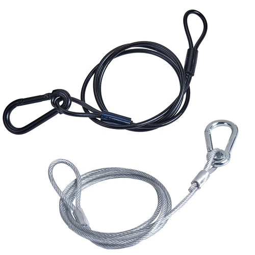 0.12'' (3mm) Diameter Length 31.5''(800)mm Stage Lighting Safety Cable With Carabiner Lock132lb(60KG) Load Rigging Rope Cable