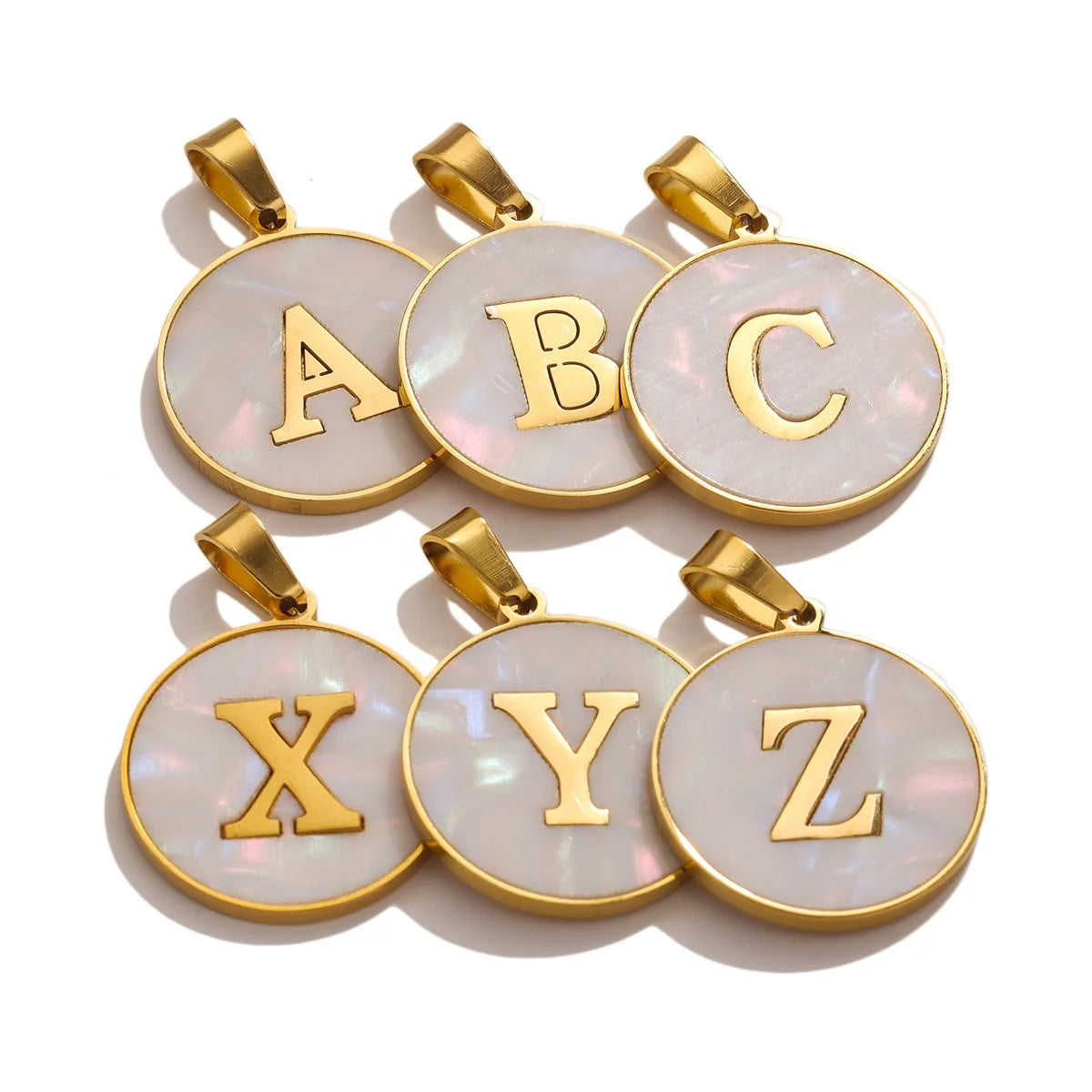 Tarnish Free Stainless Steel Round Letter Pendants for DIY Letters Pendant Necklace Making