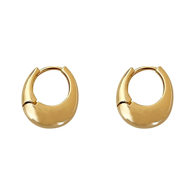 Fashion Luxury Small Thick Gold Ear Rings Chunky Hoop Earrings Lightweight Hang Loop Piercing Circle Earring for Women