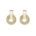 LYE5023 2023 Korean Style Double Circle Gold Color Metal Crystal Rhinestone Drop Earrings Girls Jewelry