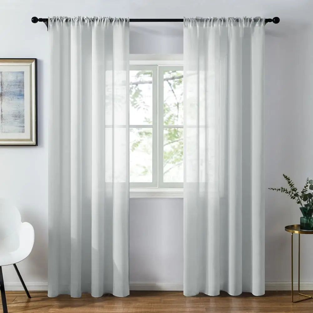 Chiffon White Sheer Curtains 84 Inches Long for Living Room//Soft Silky Backdrop Decoration Voile Drapes for Wedding