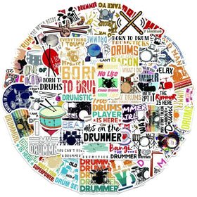Cool Drummer Sticker for Teen Adult 50pcs Music Drum Stickers for Water Bottle Laptop Phone Computer Decorative Decals