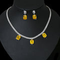 Jachon Women Wedding Jewelry Sets for Brides American Zircon Diamond Necklace Dangle Earrings Gifts Fit With Party