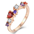 Elegant Layered Design Women's 925 Sterling Silver Rose Gold Plated Ring with Multi-color Gemstones
