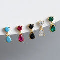 New Design S925 Sterling Silver Simple Style Drip Multi Coloured CZ Pendant Earrings 925 Silver Jewelry for Women EH1427
