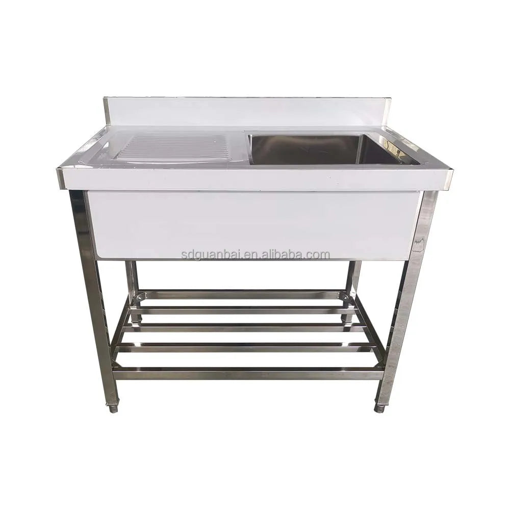Kitchen Stainless Steel Two Trough One Platform Vegetable Washing Basin Household Vegetable Washing and Dish Washing Sink