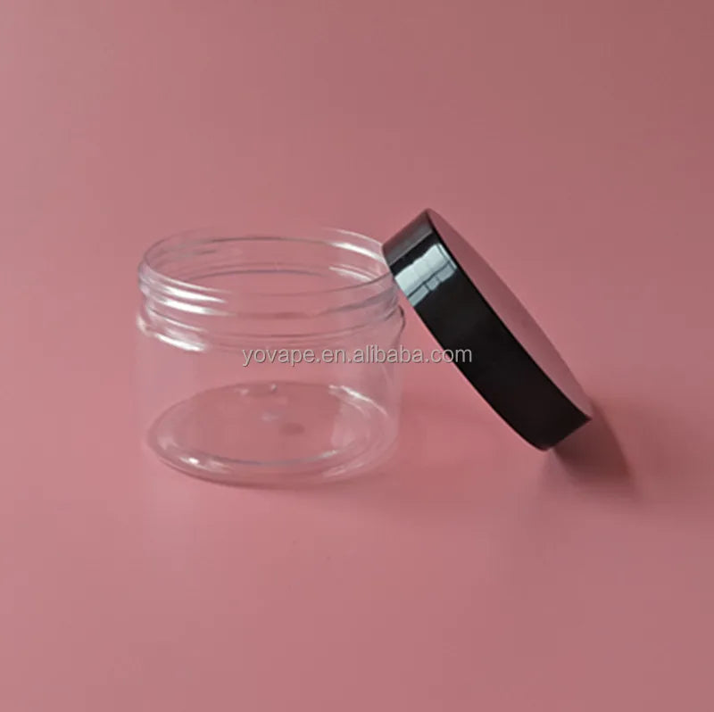 RTS in Stock Wide Mouth Dia 71mm Transparent Food Grade 50g 50 ml 50 Gram 50gr 2Oz PET clear Plastic Jar Storage White Black Lid