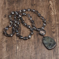 Trendy Bohemian Style Exaggerated Jewelry 15mm Glittering Elliptical Faceted Glass Knotted Necklace Stone Glass Pendant Necklace