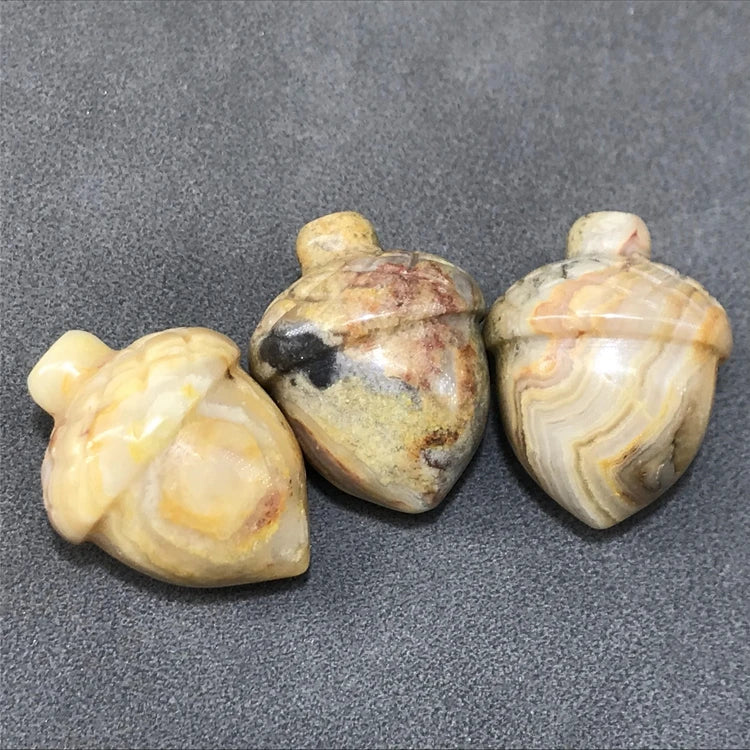 HZ Natural Crazy Agate Hazelnut Jewelry Crystal Carving Home Decoration Crystal Crafts
