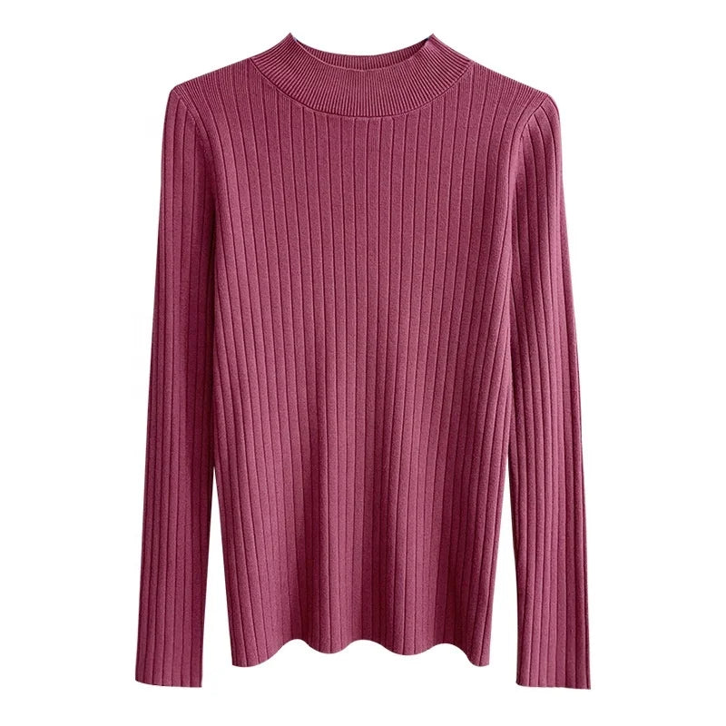 Custom Women's Fashion Sweater Long Sleeve Casual Ribbed Knit Winter Clothes Pullover Sweaters Blouse Knitwear Top
