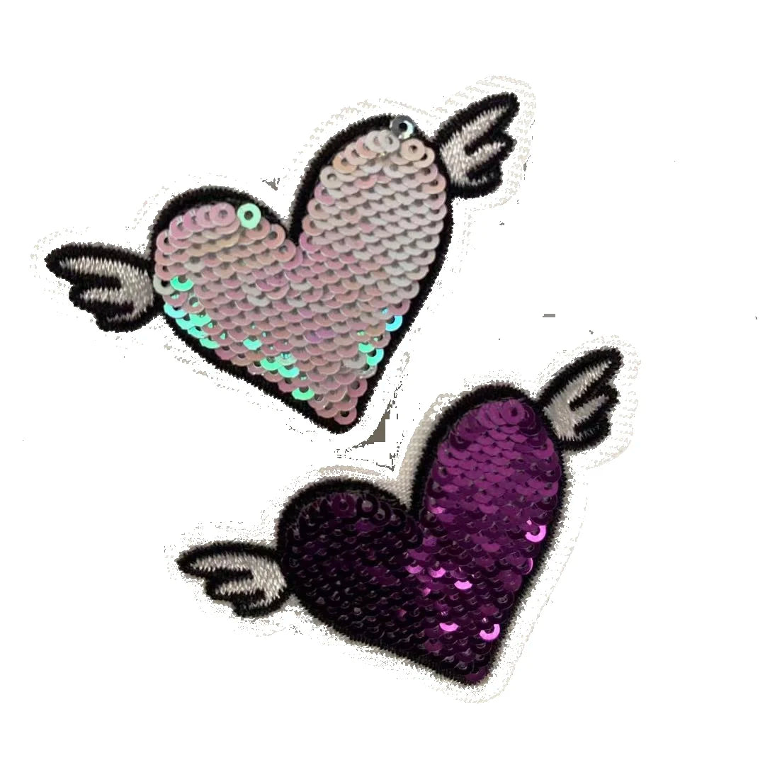 Custom Chenille Felt Patches with Heart-Shaped Sequin Embroidery PVC Garments Logo Badges in Cartoon Style for Hat Usage