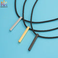 Custom Braided Leather Handmade Necklace Diy Engraveable Name Logo Date Vertical Bar Necklace