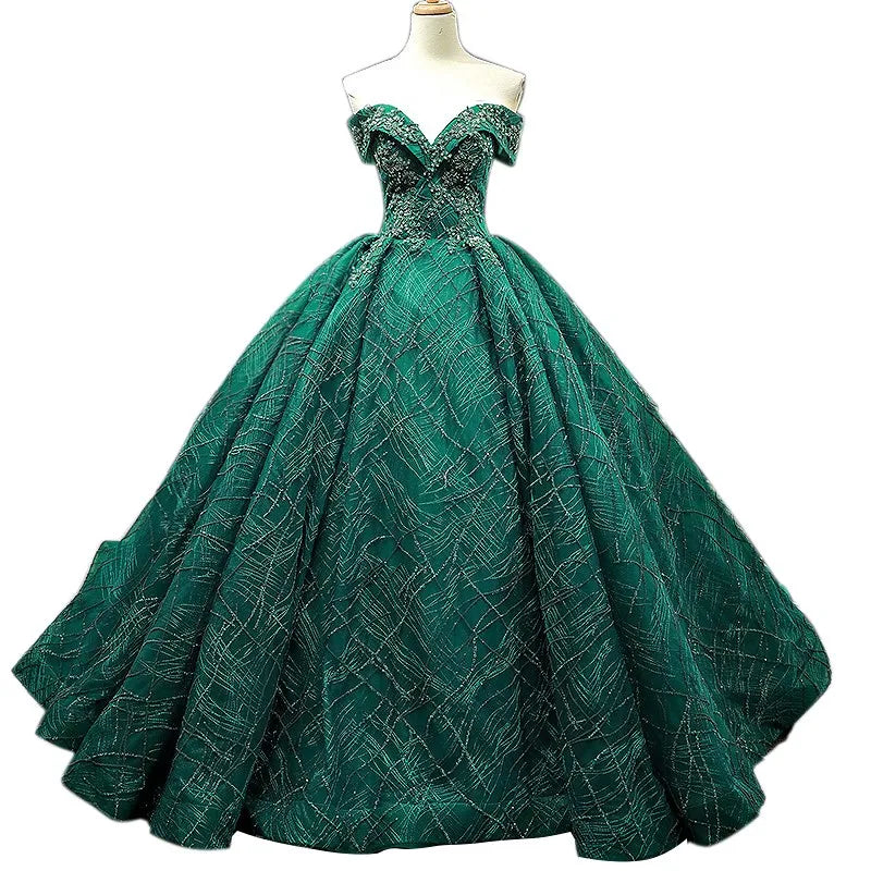 Women Luxurious Sequin Party Evening Dresses Elegant Ball Gown Wedding Dresses