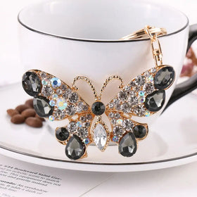 Promotion Bling Butterfly Crystal Rhinestone Keychain Valentine's Day Car Key Ring Bag Charm Design Key Chain Butterfly Pendant