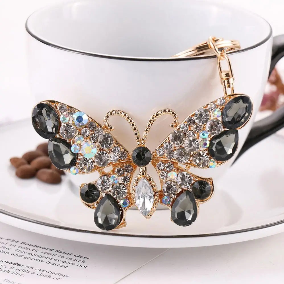 Promotion Bling Butterfly Crystal Rhinestone Keychain Valentine's Day Car Key Ring Bag Charm Design Key Chain Butterfly Pendant