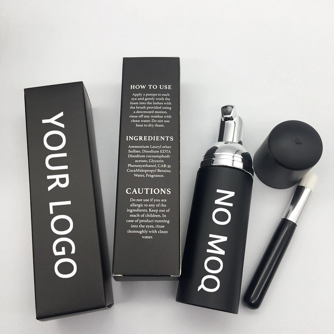 Pre-treatment clear Sky Blue Grey Lash Box Packing for Cleanser Primer  Lash Extension Foam Cleanser Bottle
