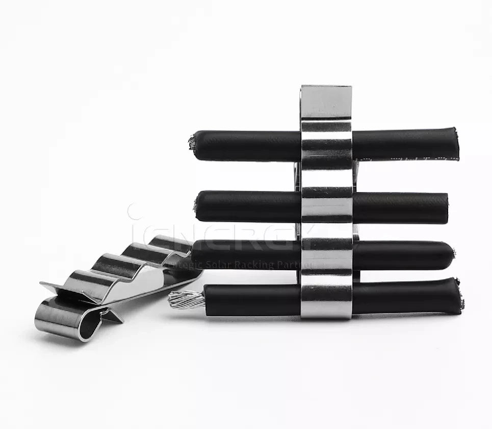 Hot-sale 4x6mmsq SUS304 Solar Cable Clips Wire Clips Stainless Steel Photovoltaic Cable Clamp for PV Cable Management