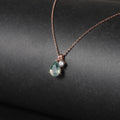 OL0128 Abiding Fine Simple Jewelry Wholesale 6x8mm Pear Gemstone Rose Gold Plated Pure Silver Moss Agate Necklace