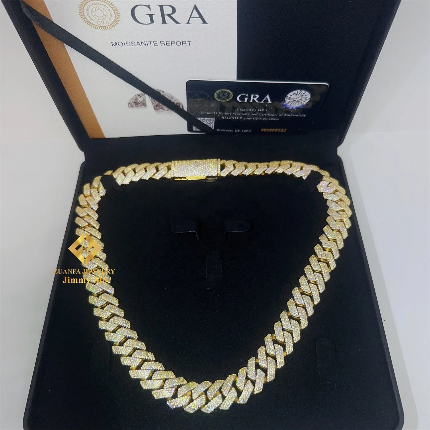 Pass Diamond Tester  Iced Out 15mm 4 Row 925 Silver 14k Real Gold Plated  VVS1 Moissanite Diamond  Cuban Link Chain Necklace Men