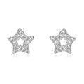Mini 925 sterling silver women fashion sweet tiny star shape diamond zircon stud earrings