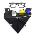 5 in 1 TAC Lenses TR90 Frame Clip on Sunglasses with Magnetic UV400 Sport Interchangeable Lens