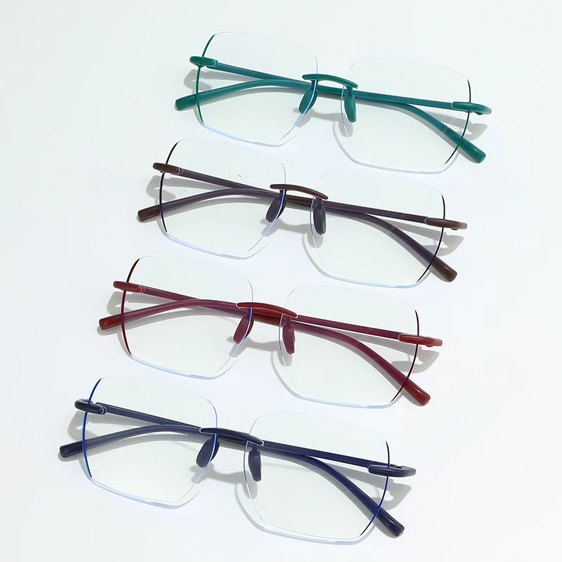 HS2159-10 1pc PC Rimless Squared Frame Blue Light Blocking Good Quality Fashion Unisex Men Women Glass Frame