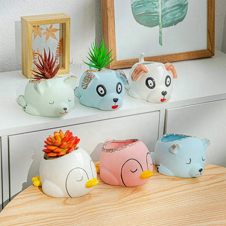 Mini Garden Terracotta Planter Animals Shape Garden Ceramic Animals Planter
