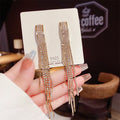 New Luxury Full Diamond Tassel Long Earrings Hypoallergenic Silver Pins Drop Earrings for Women