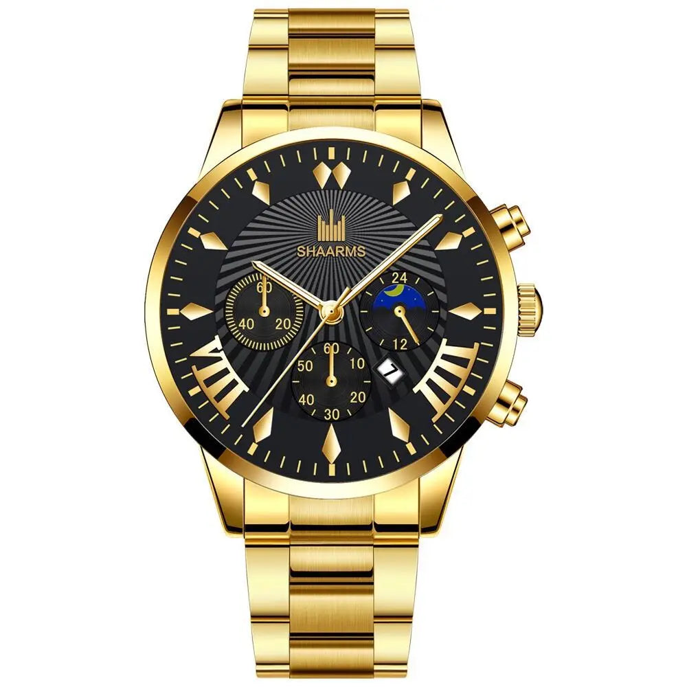 2024 Men's Sport Quartz Chronograph Wrist Watches Luxury Steel Clock with Luminous Watch Gift