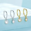 Factory 925 Sterling Silver Clear CZ Waterdrop Hoop Earrings for Women 14K Gold Plated Statement Basic Jewelry SCE830