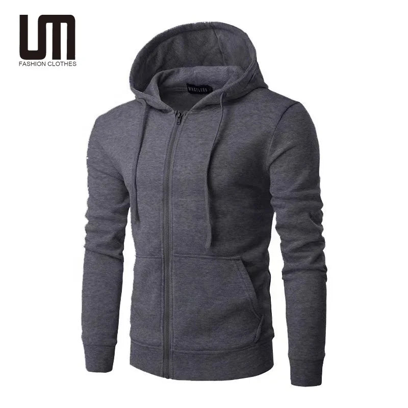 Autumn Men's Long Sleeve Jacket Hoodie Liu Ming Custom Logo Zipper Sweatshirts Trending Made Solid Pattern