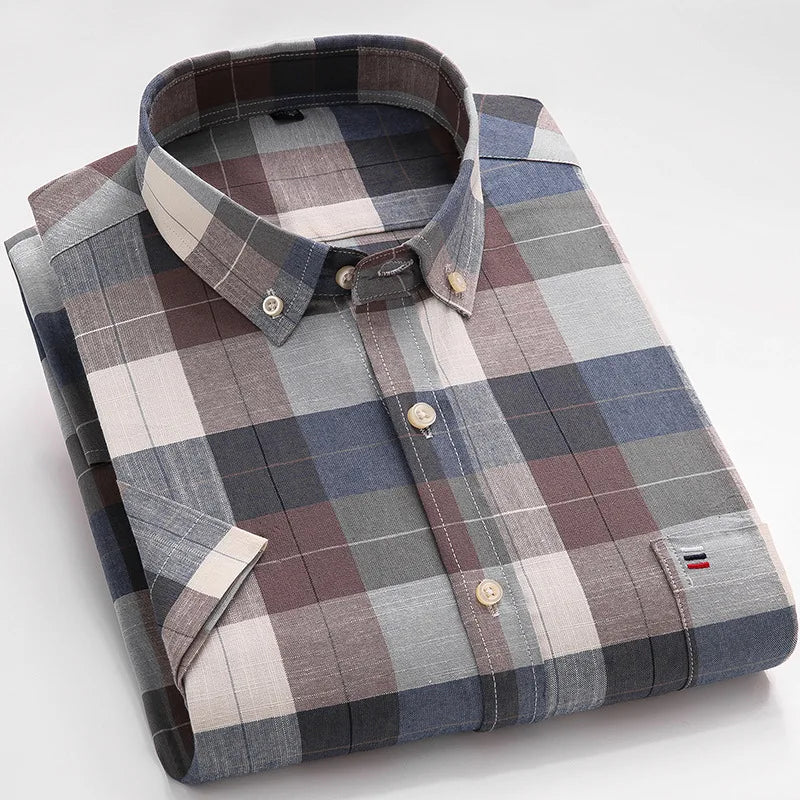 Wholesale Fashion Casual Men's Short Sleeve Shirts Retailer Special Men Clothing Classic Print Youth Slim Shirt