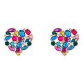 New Arrived Colored Crystal Big Heart Stud Earrings Statement Love Heart Rhinestone Earrings Women Jewelry