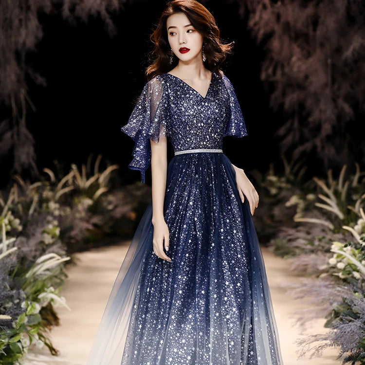 Women Party Summer Lace Sequined Performance Elegant Evening Prom Dresses