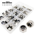 357pcs/box M2 to M12 Set Assortment Kit DIN985 304 A2 Stainless Steel Hexagon Nylock Lock Nut Hex Nylon Insert Self Locking Nut