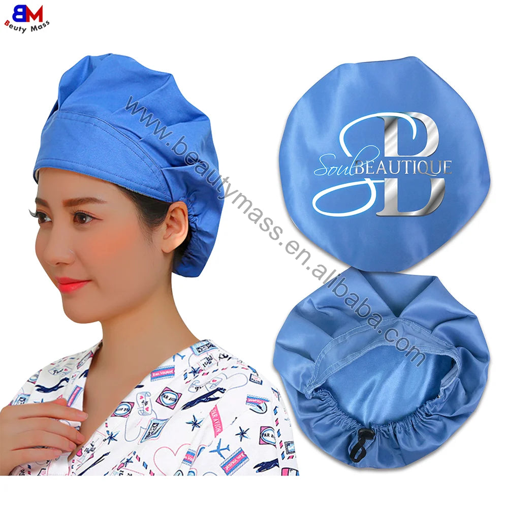 Wholesale Custom Scrub Caps Satin Lined Surgical With Satin Nurses Hair Cap Hospital Work Hat