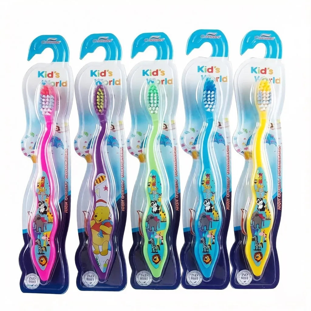 Kid's Children's Soft Toothbrush Colorful Cartoon Design Gentle Cleaning Toothbrushes for Children Oral Care