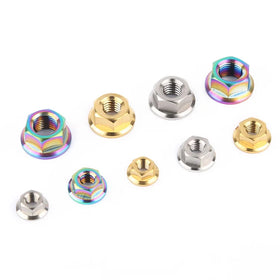 Colorful GR5 Electroplating Surface Titanium Alloy Nuts Flange Nut for Motorcycle Use