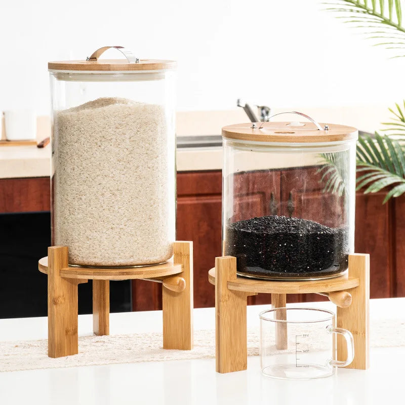 Drop Shipping High Borosilicate Glass Rice Barrel Insect Proof Moisture Seal Household Rice tank Moth Proof Rice Storage Box