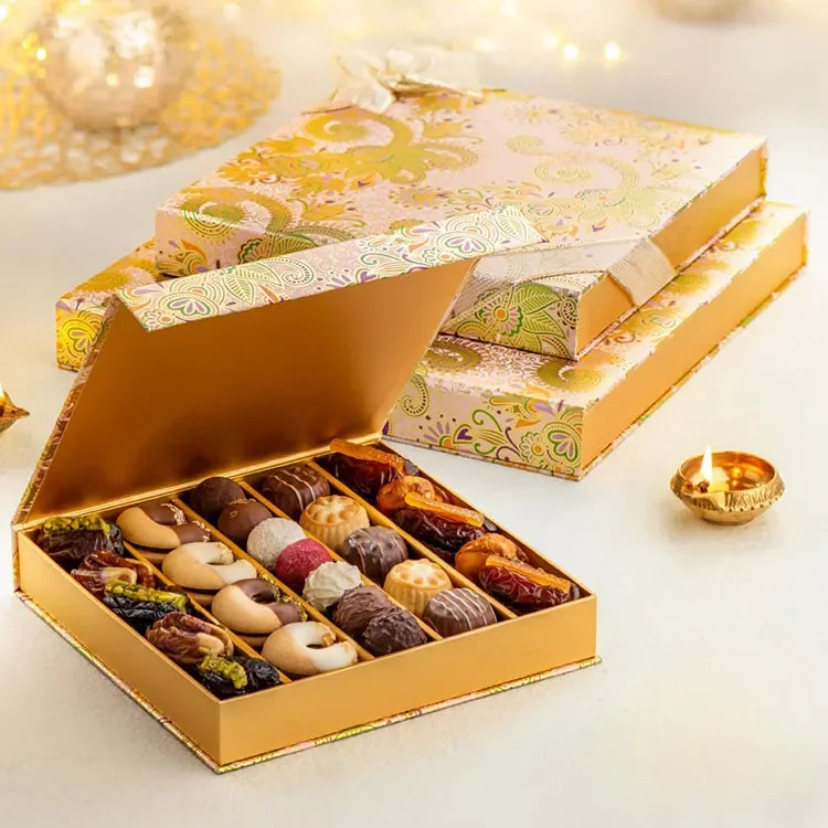 Custom Chocolate bar Rigid Paper Gift Luxury Bonbon Grid Divider Ramada Packaging Box clear Lid